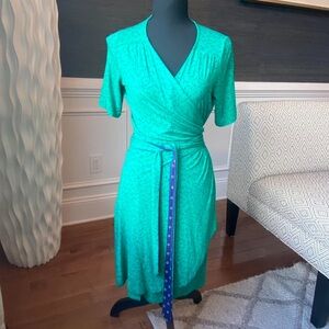 Lilly Pulitzer Teal Green Wrap Midi Dress with Contrast Sash